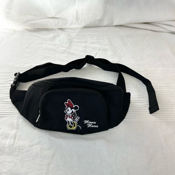 Disney Embroidered Minnie Mouse Black Fanny Pack Waist Bag - Picture 2 of 9